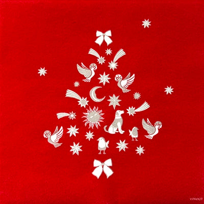 Grande Serviette en Intissé Christmas tree rouge - 40 x 40 cm