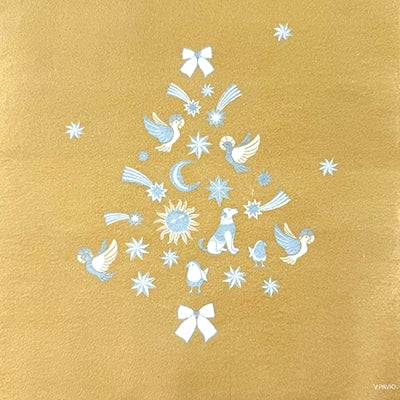 Grande Serviette en Intissé Christmas tree or - 40 x 40 cm