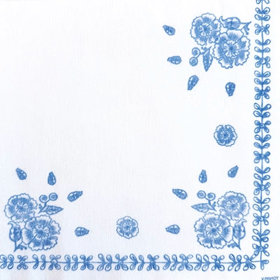 Grande Serviette compostable Faience bleu 40x40 cm