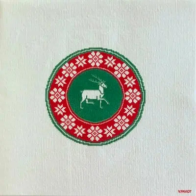Grande Serviette en Intissé Cerf Brodé - 40 x 40 cm