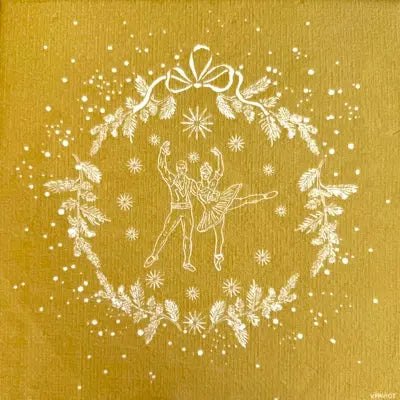 Grande Serviette en Intissé Danseurs Or - 40 x 40 cm