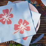 Grande Serviette en Intissé Hibiscus Bleu - 40 x 40 cm
