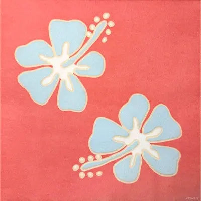 Grande Serviette en Intissé Hibiscus Corail - 40 x 40 cm