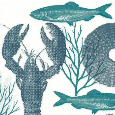 Grande Serviette en Intissé Lobster Bleu - 40 x 40 cm