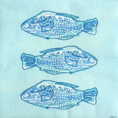 Grande Serviette en Intissé Poisson Lumineux Bleu - 40 x 40 cm