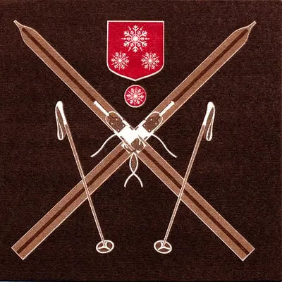 Grande Serviette en Intissé Ski Chocolat - 40 x 40 cm