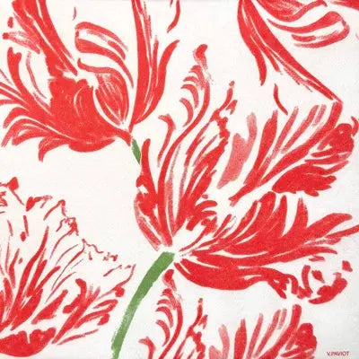 Grande Serviette en Intissé Tulipe Rouge - 40 x 40 cm