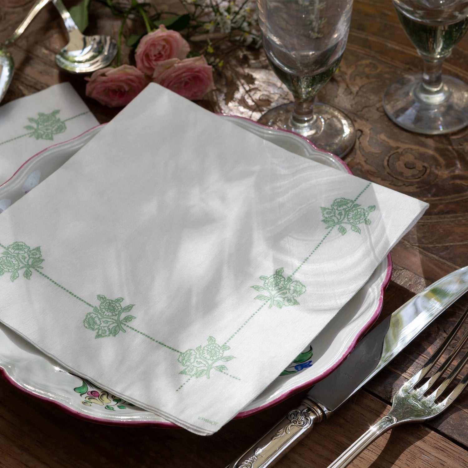 Grande Serviette compostable Grandma vert 40x40 cm