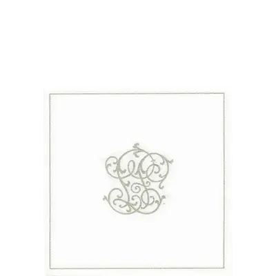 Serviette Cocktail en Intissé Chiffre Argent - 25 x 25 cm