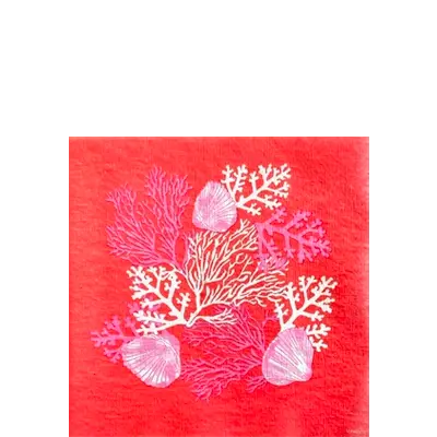 Serviette Cocktail en Intissé Corail - 25 x 25 cm