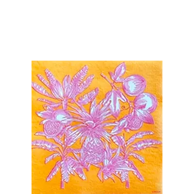 Serviette Cocktail en Intissé Fruit Exotique Jaune - 25 x 25 cm
