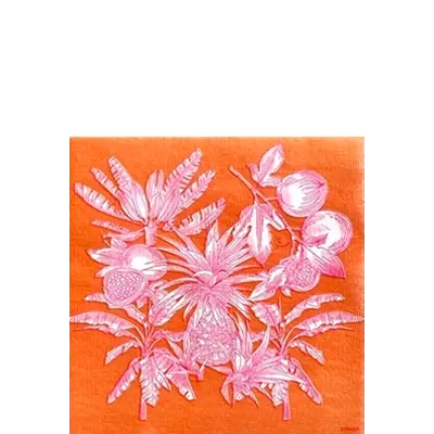 Serviette Cocktail en Intissé Fruit Exotique Orange - 25 x 25 cm
