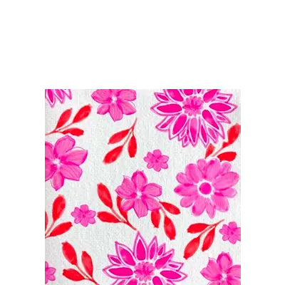 Serviette Cocktail en Intissé Maxi Fleur Rose - 25 x 25 cm
