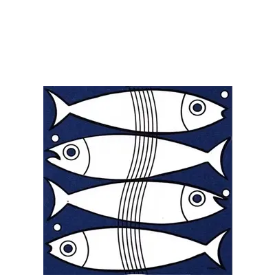 Serviette Cocktail en Intissé Motif Fish - 25 x 25 cm