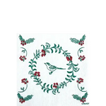 Serviette Cocktail en Intissé Oiseaux de Noël - 25 x 25 cm