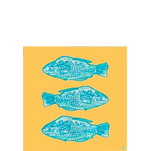 Serviette Cocktail en Intissé Poisson Lumineux - 25 x 25 cm