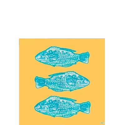 Serviette Cocktail en Intissé Poisson Lumineux - 25 x 25 cm